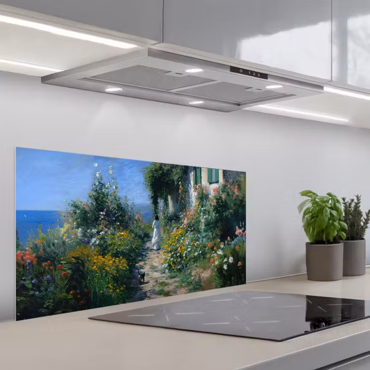 Kat - Vrouw - Bloemen - Huis keuken achterwand spatscherm middel -3d_schuin