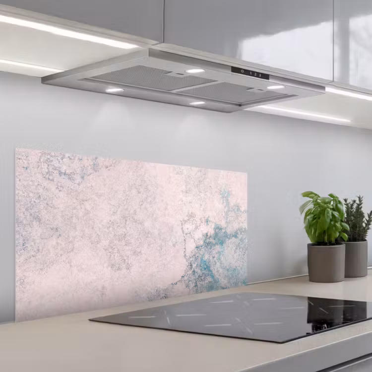Cement - Beton - Retro - Industrieel - Wit - Blauw keuken achterwand spatscherm middel -3d_schuin