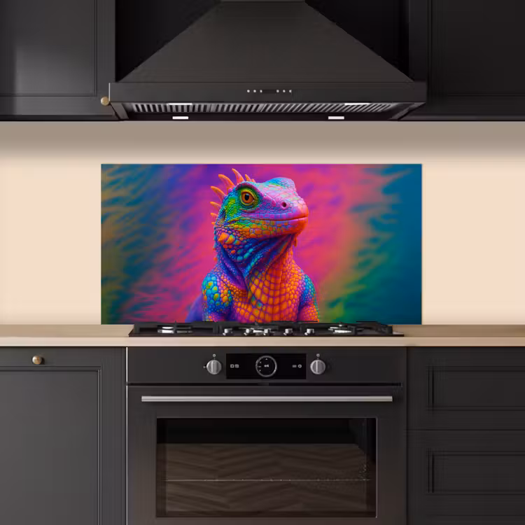 Kameleon - Dieren - Neon - Kleur keuken achterwand spatscherm middel -sfeer1