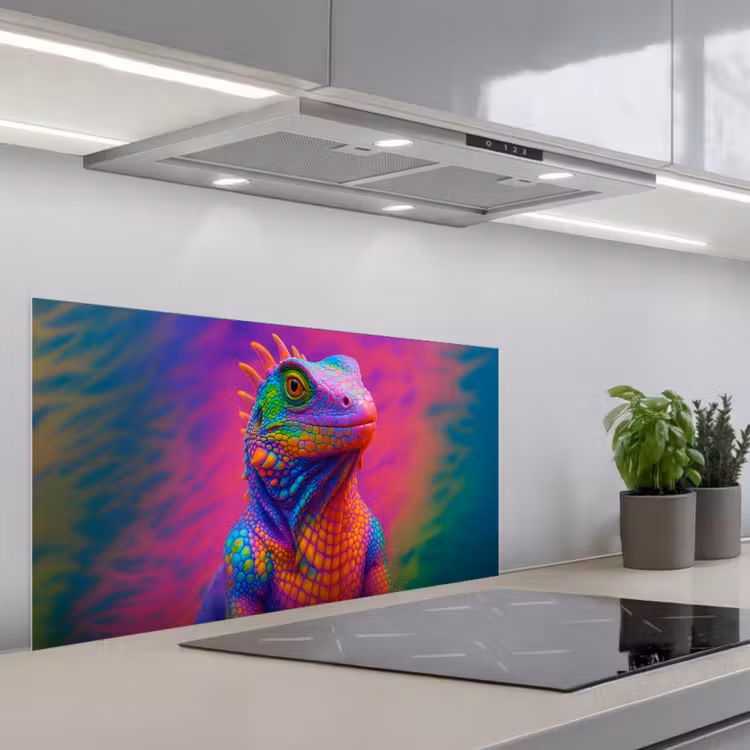 Kameleon - Dieren - Neon - Kleur keuken achterwand spatscherm middel -3d_schuin