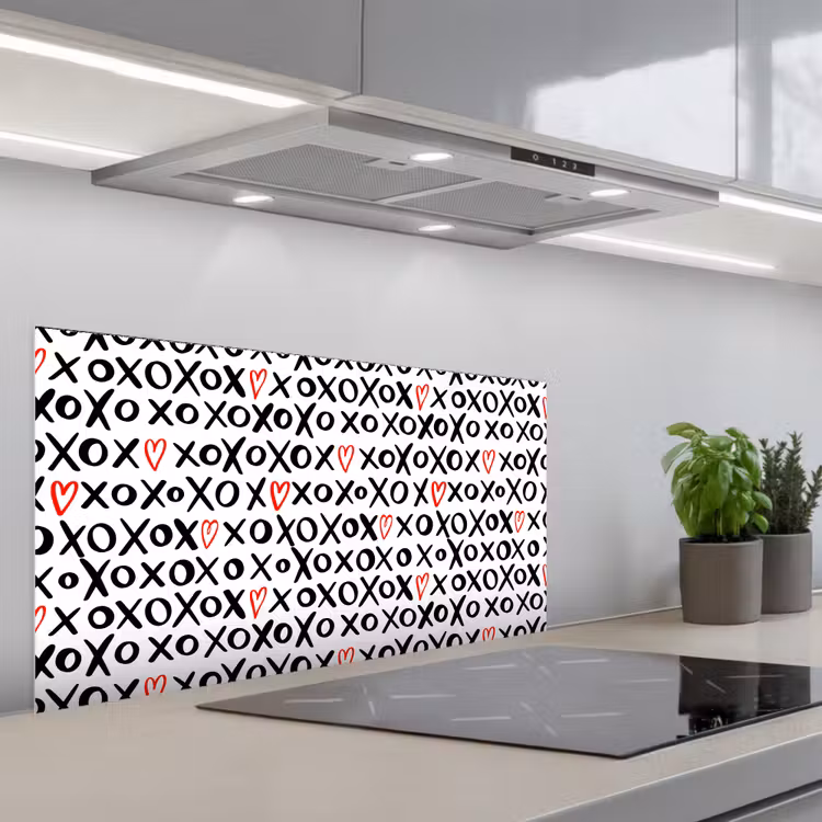 Tekens - Harten - Rood keuken achterwand spatscherm middel 899 -3d_schuin
