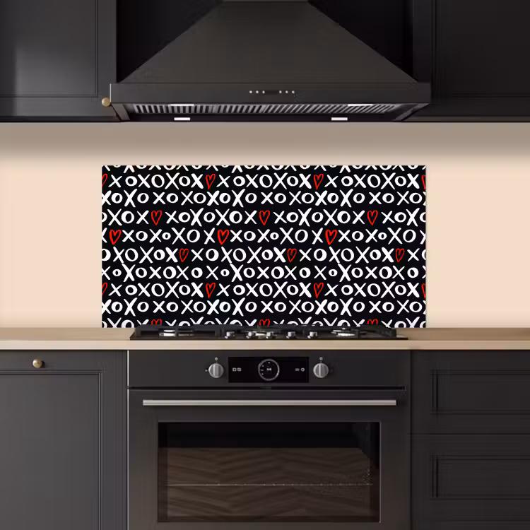 Tekens - Wit - Zwart keuken achterwand spatscherm middel 899 -sfeer1