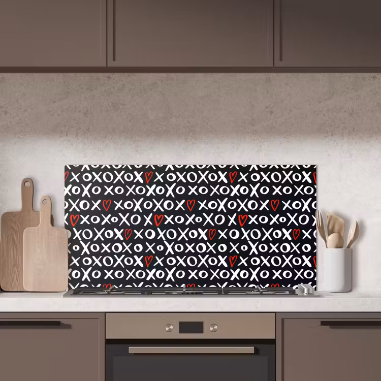 Tekens - Wit - Zwart keuken achterwand spatscherm middel 899 -sfeer2