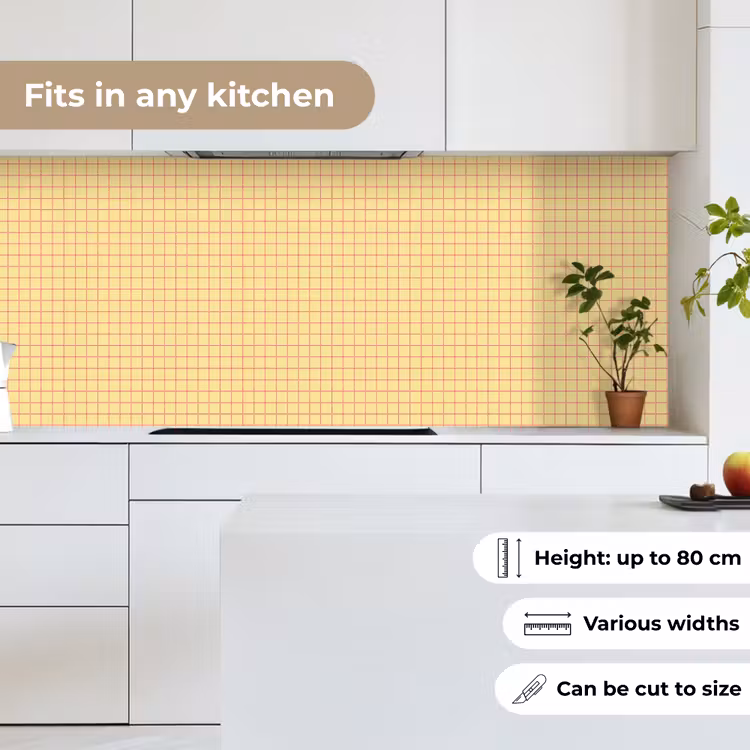 Ruitjes - Grid - Minimalistisch - Geel - Roze keuken achterwand 2 middel 871 -sfeer4_UK