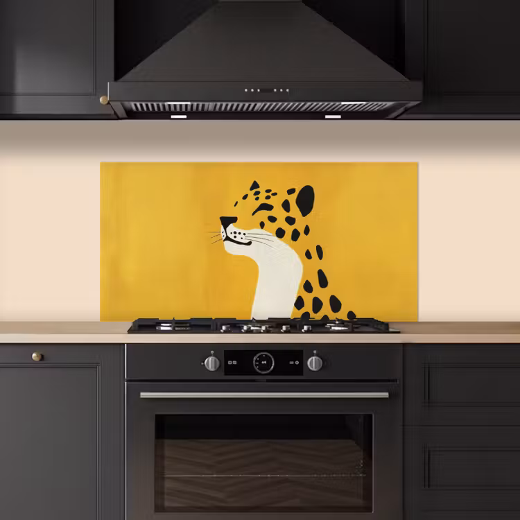 Cheetah - Illustratie - Geel keuken achterwand spatscherm middel -sfeer1