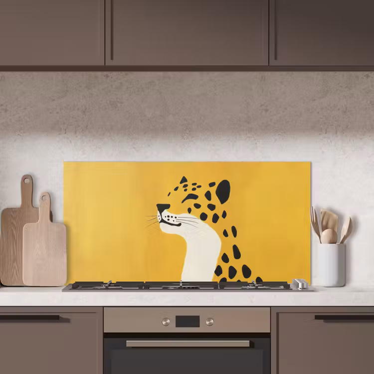 Cheetah - Illustratie - Geel keuken achterwand spatscherm middel -sfeer2