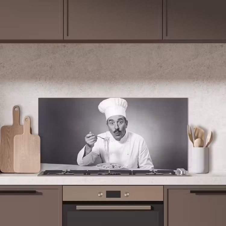 Chef - Spaghetti - Pasta keuken achterwand spatscherm middel -sfeer2