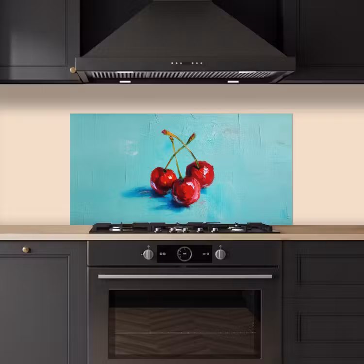 Kersen - Rood - Drie - Geverfd keuken achterwand spatscherm middel -sfeer1