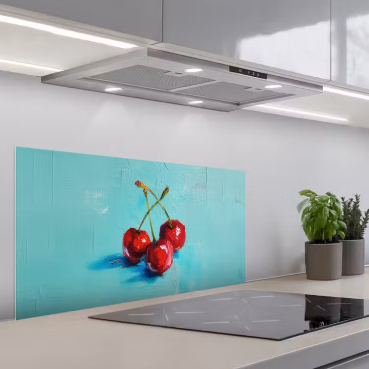 Kersen - Rood - Drie - Geverfd keuken achterwand spatscherm middel -3d_schuin