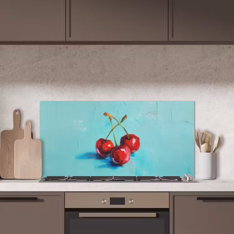 Kersen - Rood - Drie - Geverfd keuken achterwand spatscherm middel -sfeer2