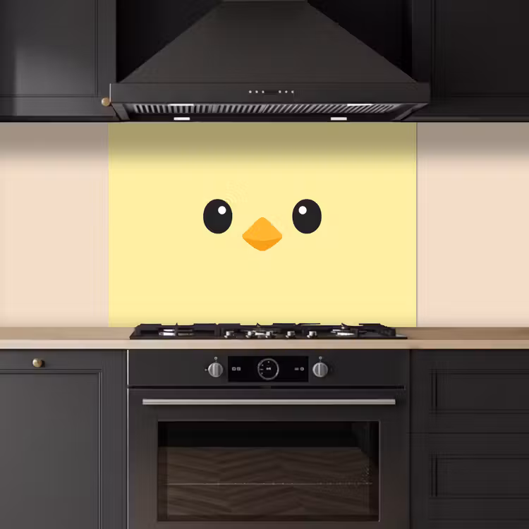 Kuiken - Vrolijk - Geel - Minimalistisch keuken achterwand spatscherm middel -sfeer1