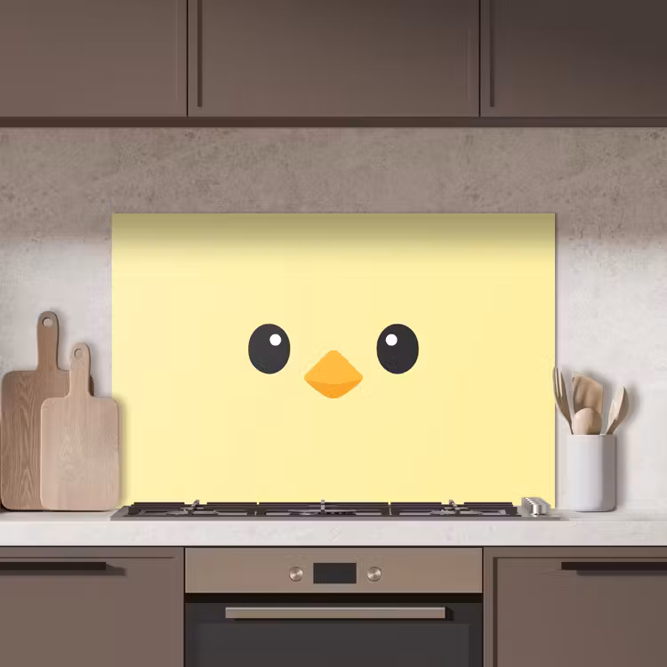Kuiken - Vrolijk - Geel - Minimalistisch keuken achterwand spatscherm middel -sfeer2