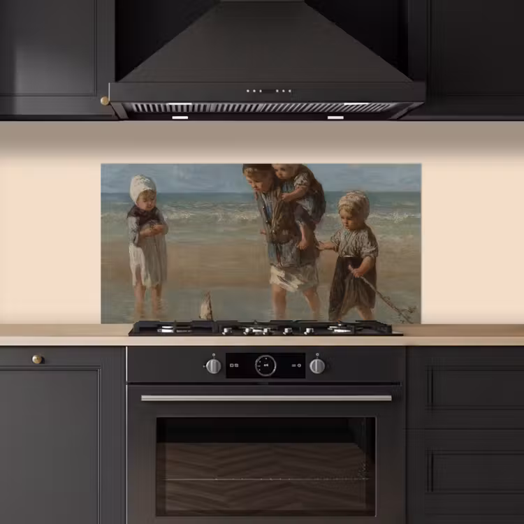 Kinderen der zee - Schilderij van Jozef Israëls keuken achterwand spatscherm middel -sfeer1