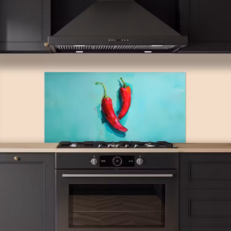Chilipepers - Geverfd - Rood keuken achterwand spatscherm middel -sfeer1