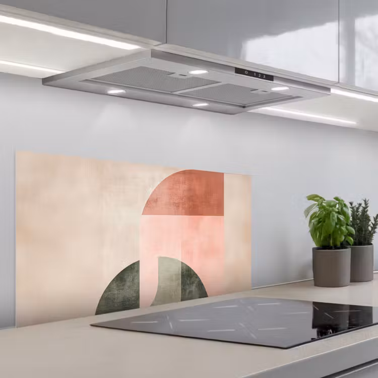 Cirkel - Abstract - Roze keuken achterwand spatscherm middel -3d_schuin