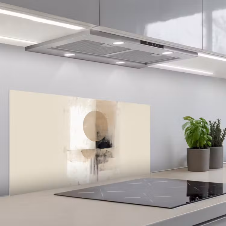 Cirkel - Compositie - Diepte - Beige keuken achterwand spatscherm middel -3d_schuin