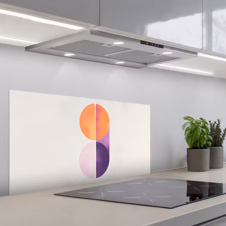 Cirkels - Abstract - Paars keuken achterwand spatscherm middel -3d_schuin