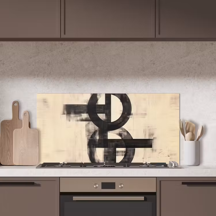 Cirkels - Balken - Zwart - Abstract keuken achterwand spatscherm middel -sfeer2