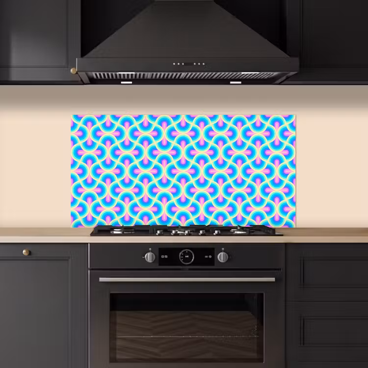 Cirkels - Neon - Bogen keuken achterwand spatscherm middel 899 -sfeer1