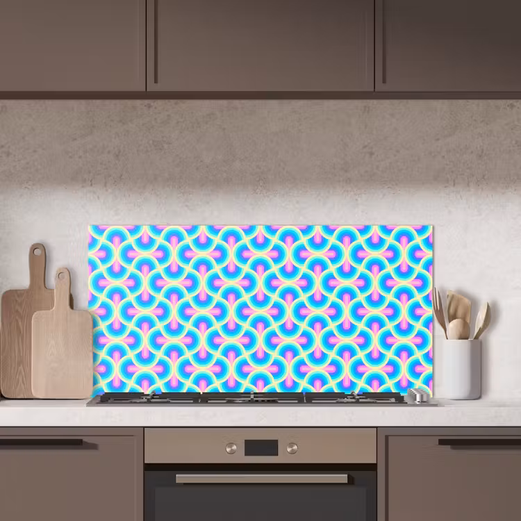 Cirkels - Neon - Bogen keuken achterwand spatscherm middel 899 -sfeer2