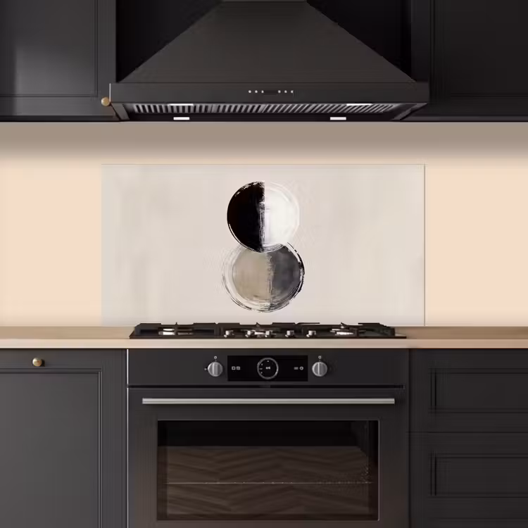 Cirkels - Strepen - Minimalistisch - Zwart keuken achterwand spatscherm middel -sfeer1
