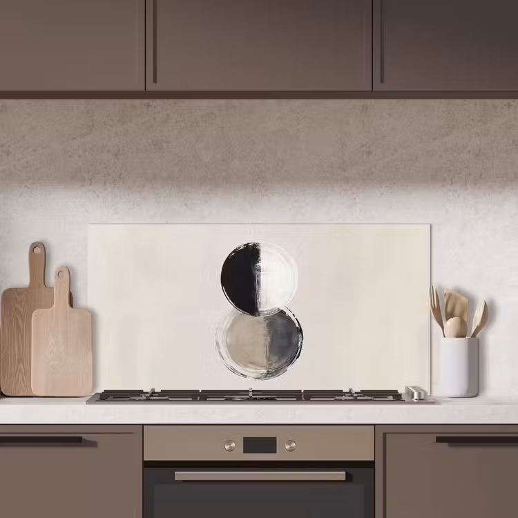 Cirkels - Strepen - Minimalistisch - Zwart keuken achterwand spatscherm middel -sfeer2