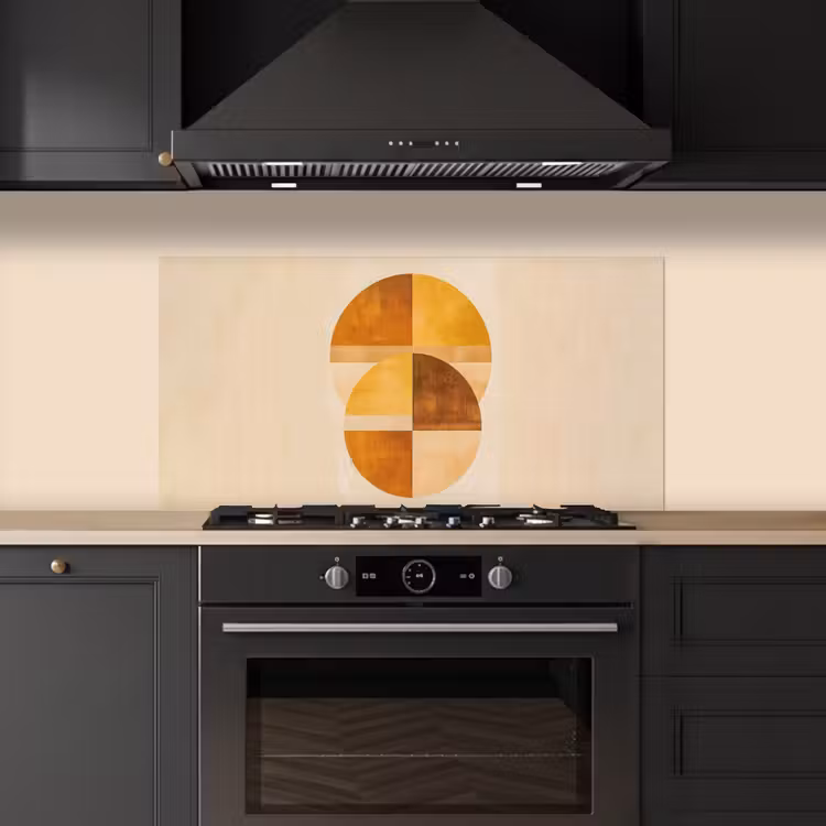 Cirkels - Geel - Minimalistisch keuken achterwand spatscherm middel -sfeer1