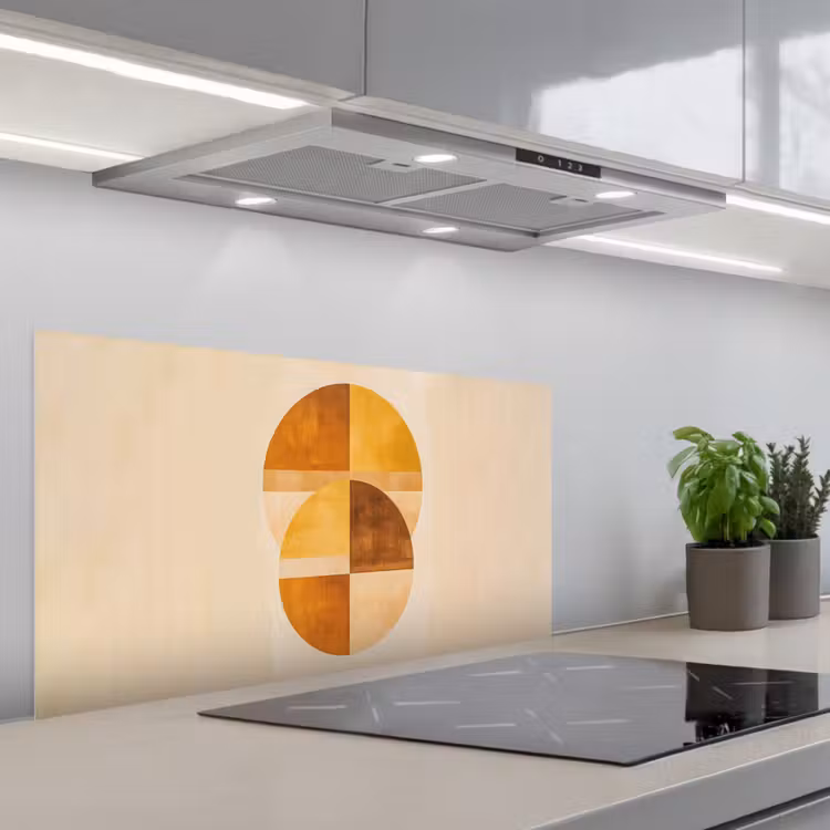 Cirkels - Geel - Minimalistisch keuken achterwand spatscherm middel -3d_schuin
