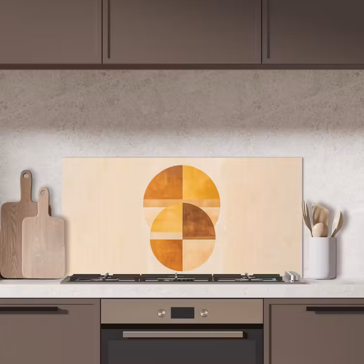 Cirkels - Geel - Minimalistisch keuken achterwand spatscherm middel -sfeer2