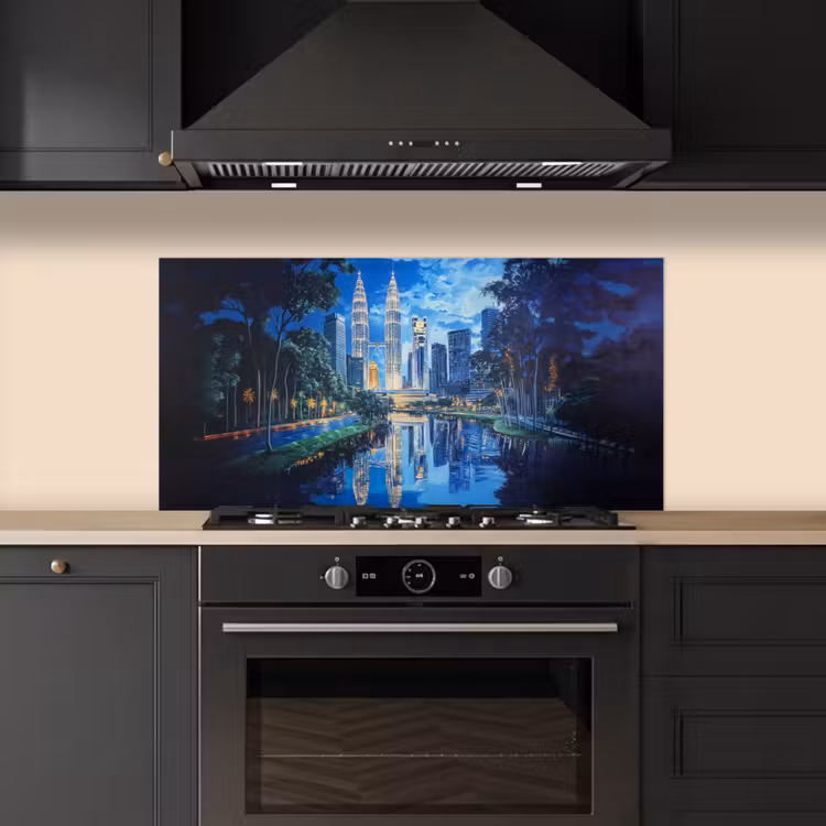 Stad Kuala Lumpur - Skyline - Wolkenkrabbers - Water keuken achterwand spatscherm middel -sfeer1