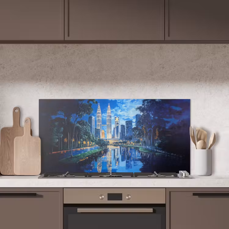 Stad Kuala Lumpur - Skyline - Wolkenkrabbers - Water keuken achterwand spatscherm middel -sfeer2