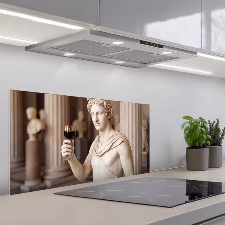Klassiek - Marmer - Wijn keuken achterwand spatscherm middel -3d_schuin