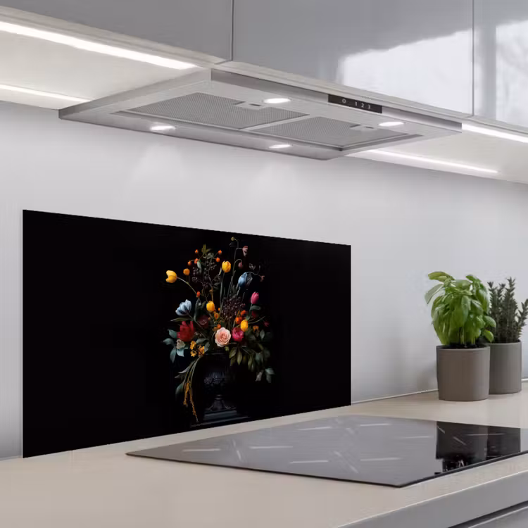 Klassiek - Vaas - Boeket - Bloemen keuken achterwand spatscherm middel -3d_schuin