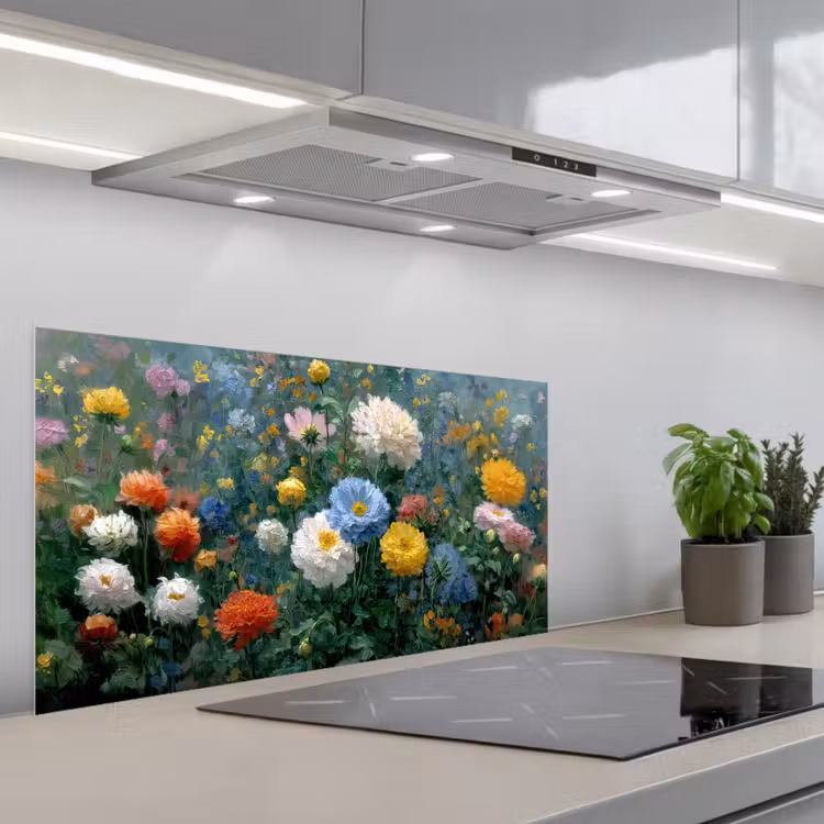Close-up - Veld - Bloemen - Kleurrijk keuken achterwand spatscherm middel -3d_schuin