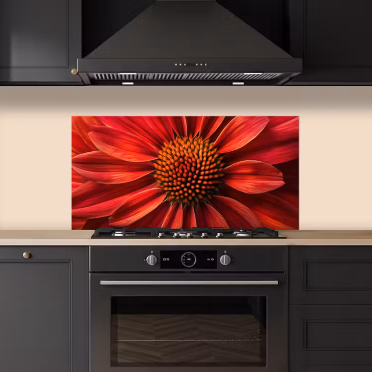 Close up - Bloem- Rood keuken achterwand spatscherm middel -sfeer1