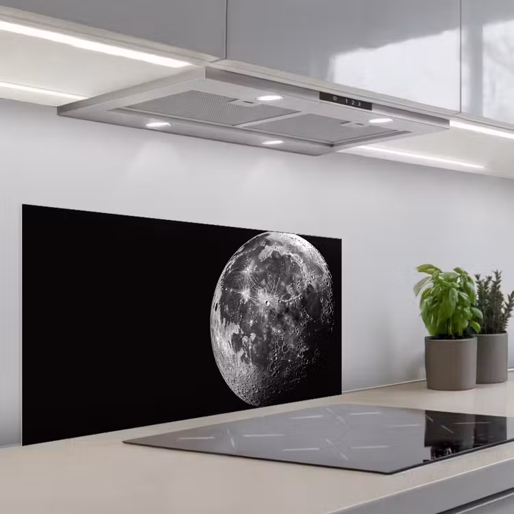 Close-up - Maan - Wit - Textuur keuken achterwand spatscherm middel -3d_schuin