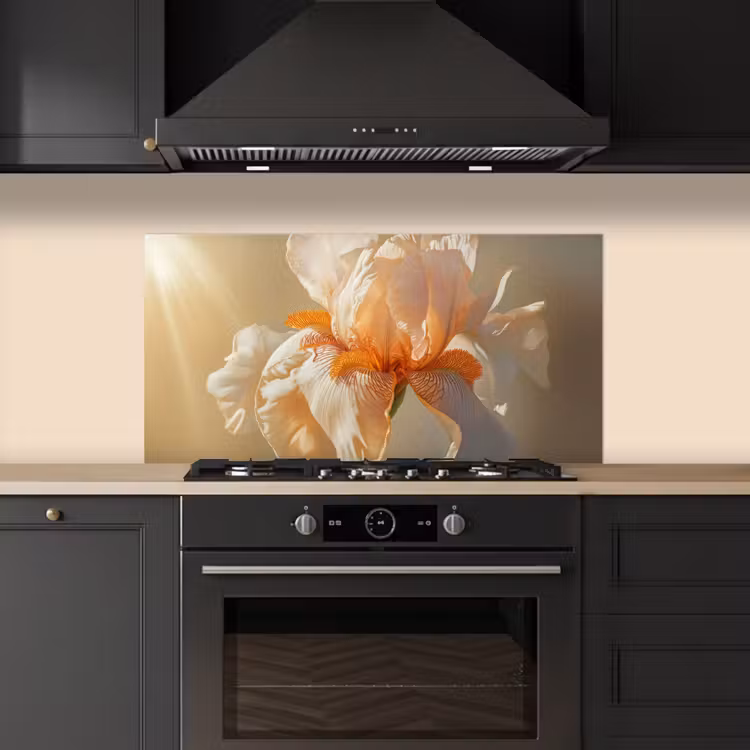 Close up - Oranje - Iris keuken achterwand spatscherm middel -sfeer1