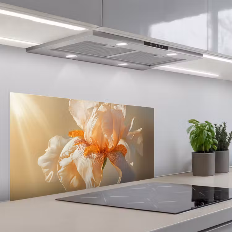 Close up - Oranje - Iris keuken achterwand spatscherm middel -3d_schuin
