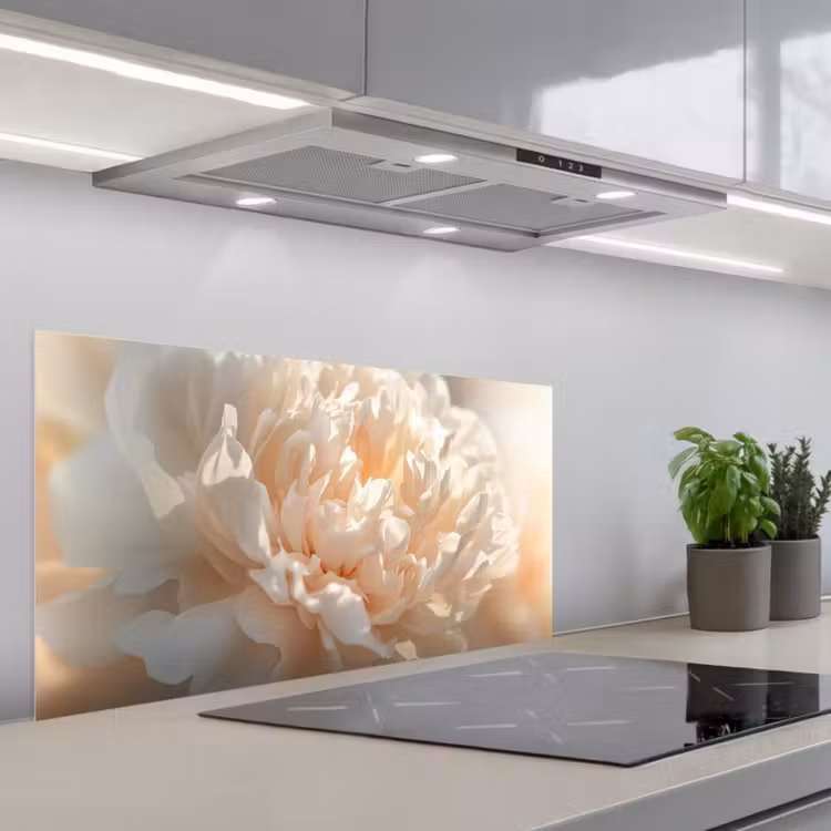 Close up - Pioenroos - Lichtroze keuken achterwand spatscherm middel -3d_schuin
