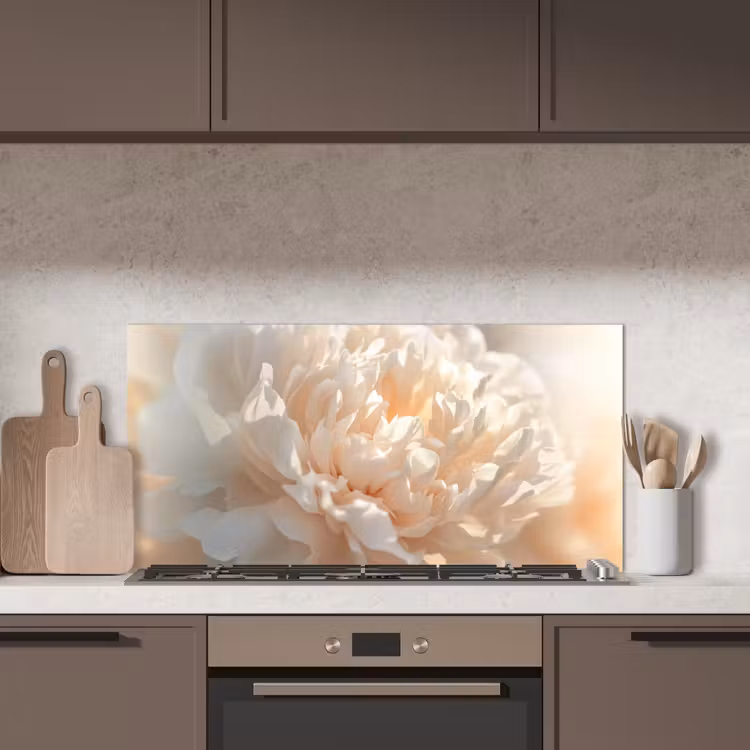 Close up - Pioenroos - Lichtroze keuken achterwand spatscherm middel -sfeer2