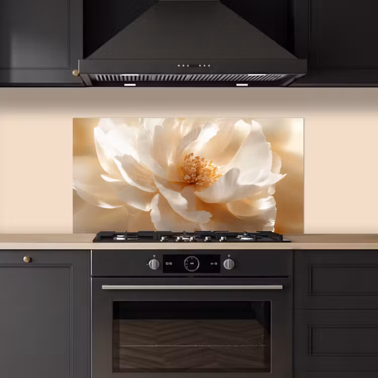 Close up - Pioenroos - Wit keuken achterwand spatscherm middel -sfeer1