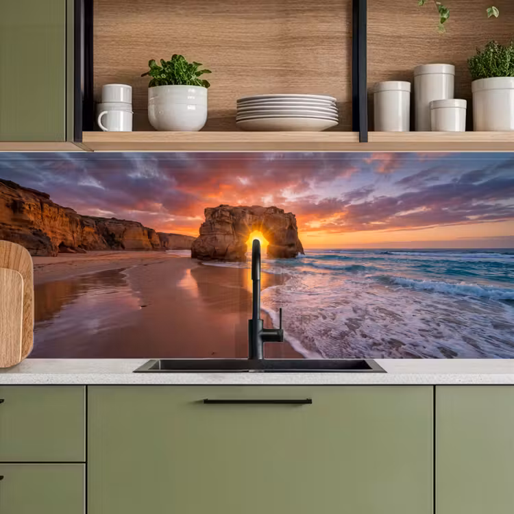 Kust - Rots - Zonsondergang - Zee - Natuur keuken achterwand 2 middel -sfeer3