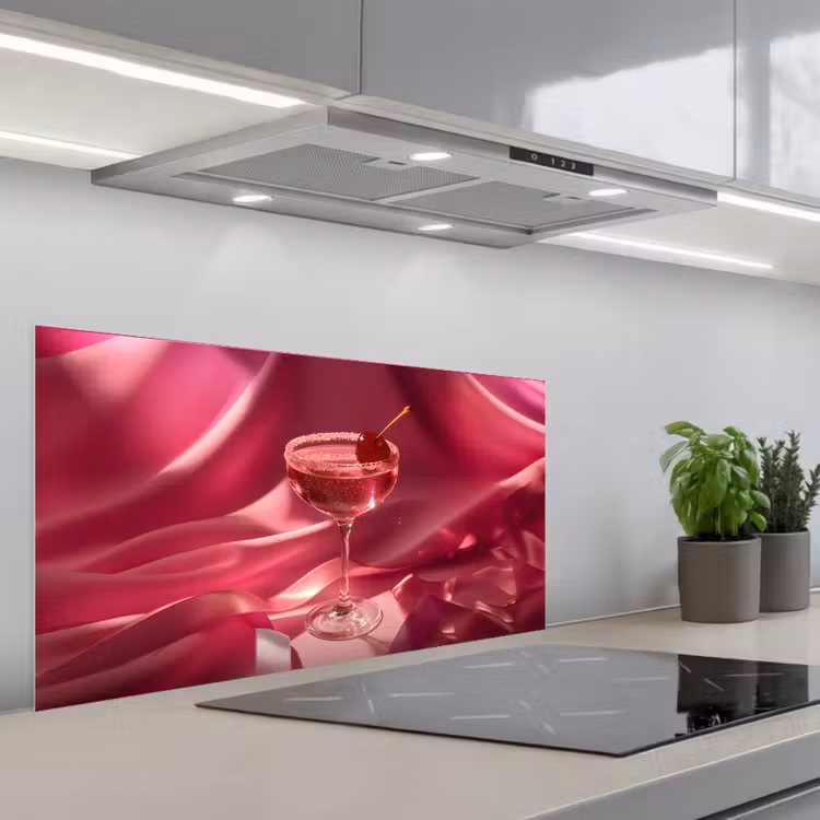 Cocktail - Pink - Luxe keuken achterwand spatscherm middel -3d_schuin