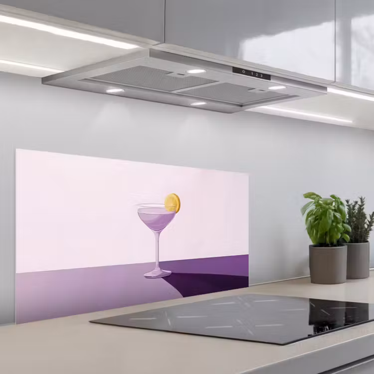 Cocktail - Paars - Minimalistisch - Citroen keuken achterwand spatscherm middel -3d_schuin