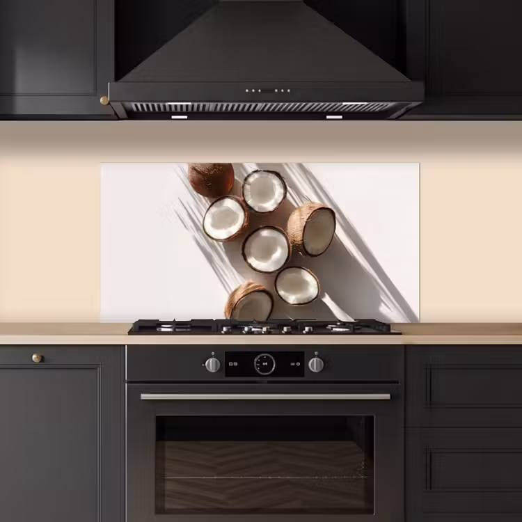 Kokosnoten - Bruin - Shaduw keuken achterwand spatscherm middel -sfeer1