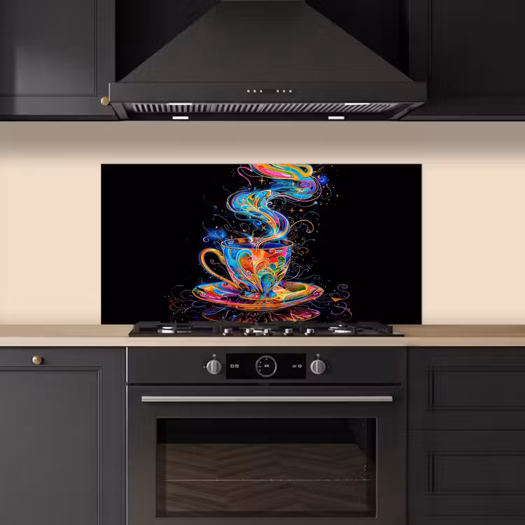 Koffie - Kleurrijk - Zwart - Kopje keuken achterwand spatscherm middel -sfeer1