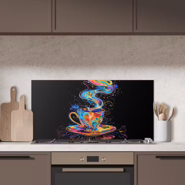 Koffie - Kleurrijk - Zwart - Kopje keuken achterwand spatscherm middel -sfeer2