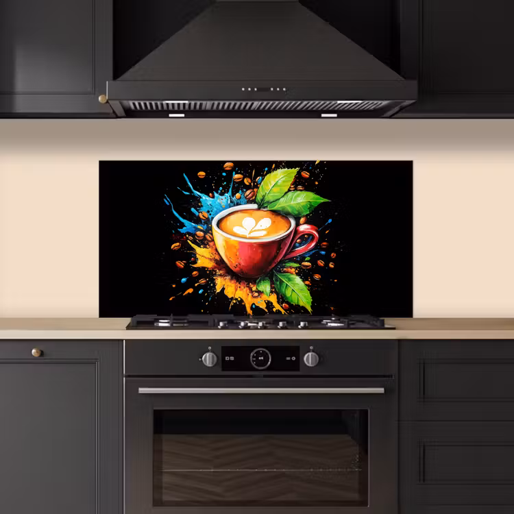 Koffie - Graffiti - Drinken - Abstract keuken achterwand spatscherm middel -sfeer1