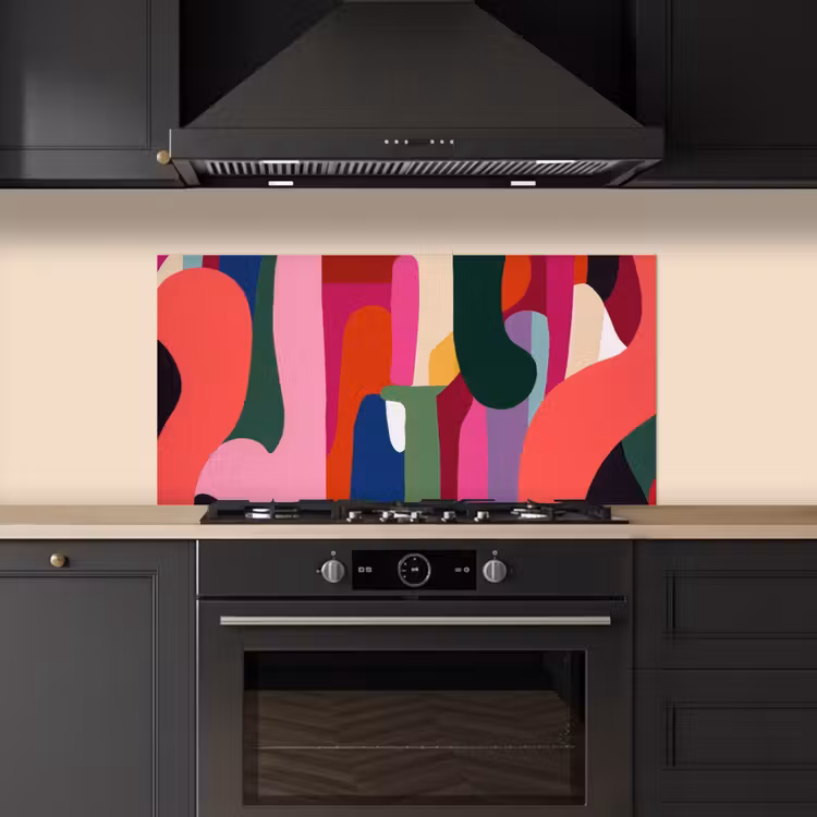 Kleurvakken - Recht - Rond - Abstract keuken achterwand spatscherm middel -sfeer1