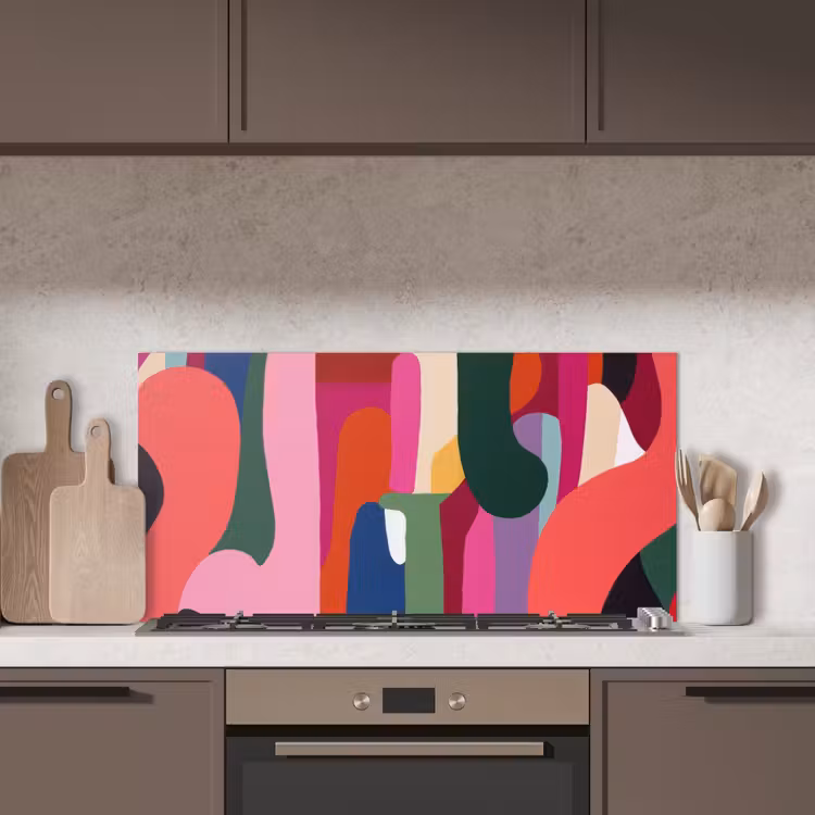 Kleurvakken - Recht - Rond - Abstract keuken achterwand spatscherm middel -sfeer2